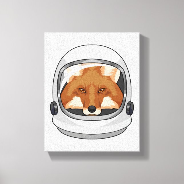 Fox as Astronaut with Helmet Canvas Print (Front)