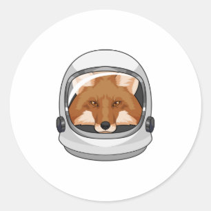 Fox as Astronaut with Helmet Classic Round Sticker