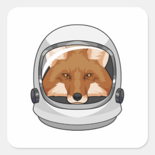 Fox as Astronaut with Helmet Square Sticker