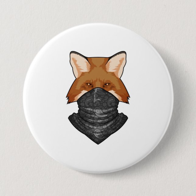 Fox as Bandit with Kerchief 7.5 Cm Round Badge (Front)