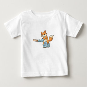Fox as Batsman with Cricket bat Baby T-Shirt