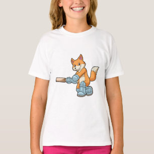Fox as Batsman with Cricket bat T-Shirt