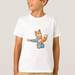 Fox as Batsman with Cricket bat T-Shirt