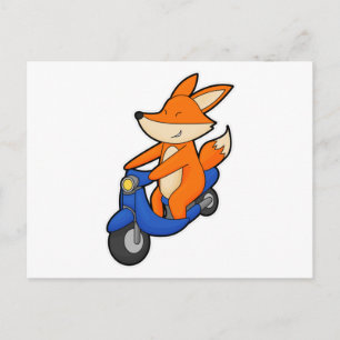 Fox as Biker with Scooter Postcard
