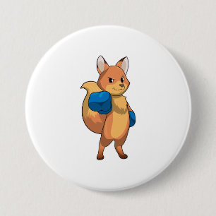 Fox as Boxer with Boxing gloves 7.5 Cm Round Badge