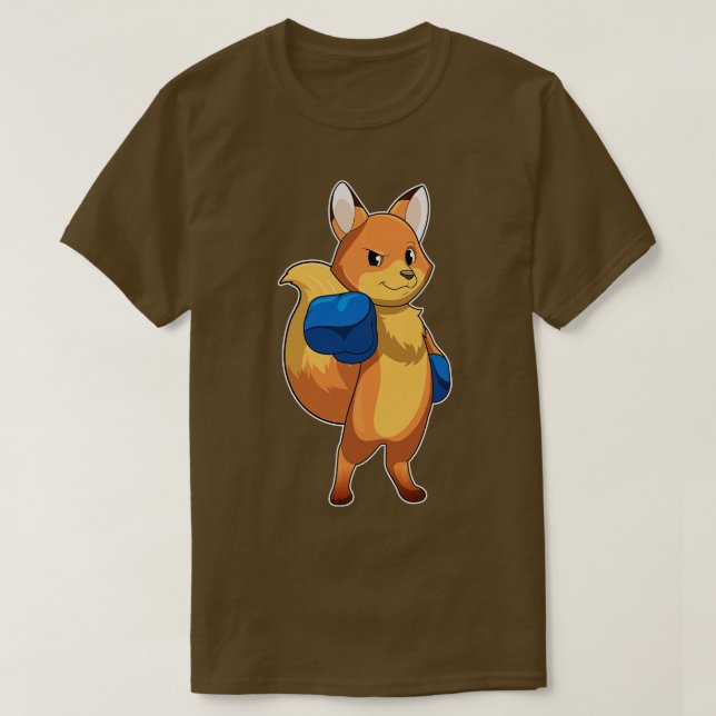 Fox As Boxer With Boxing Gloves  T-Shirt (Design Front)