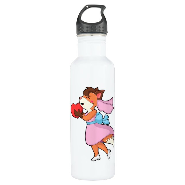 Fox as Bride with Dress & Heart 710 Ml Water Bottle (Front)