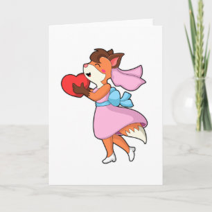 Fox as Bride with Dress & Heart Card