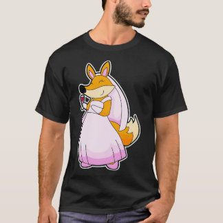 Fox as Bride with Glass of Red wine T-Shirt