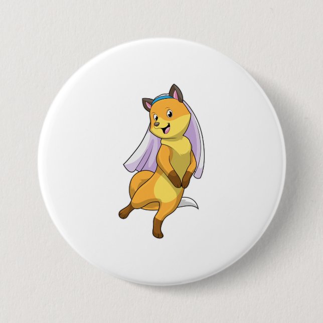 Fox as Bride with Veil 7.5 Cm Round Badge (Front)
