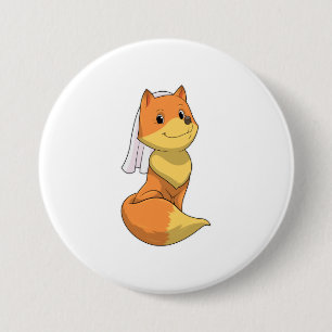 Fox as Bride with Veil 7.5 Cm Round Badge