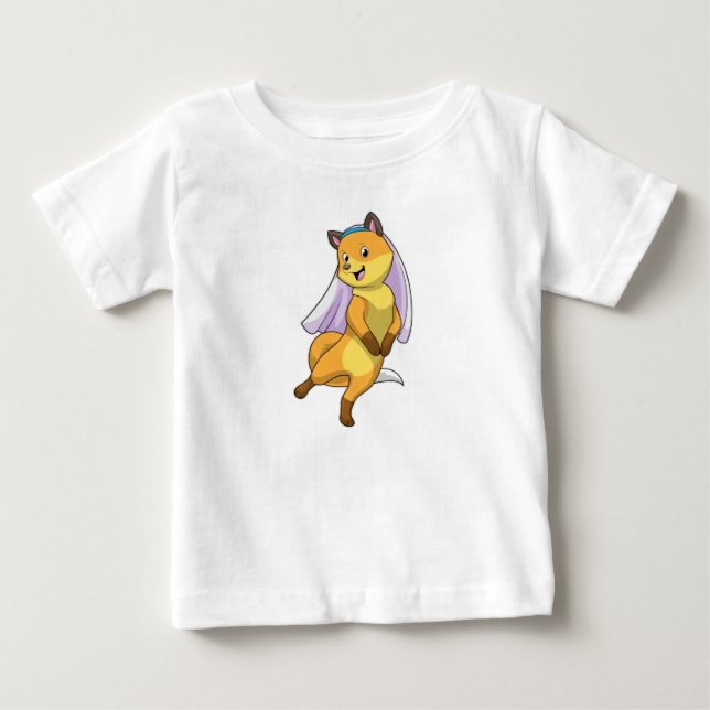 Fox as Bride with Veil Baby T-Shirt (Front)