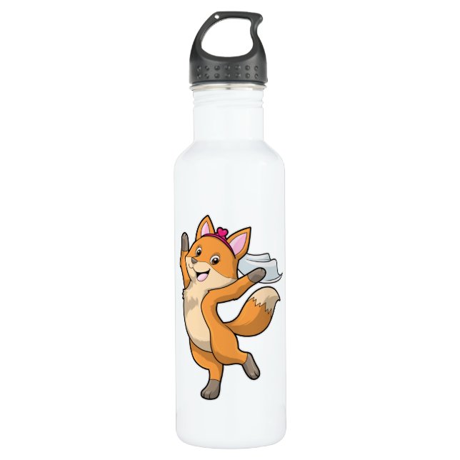 Fox as Bride with Veil & Heart 710 Ml Water Bottle (Front)