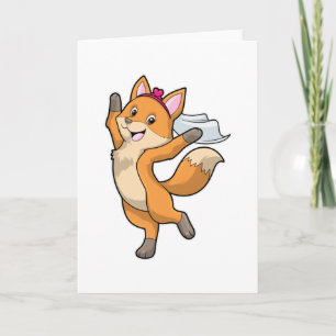 Fox as Bride with Veil & Heart Card