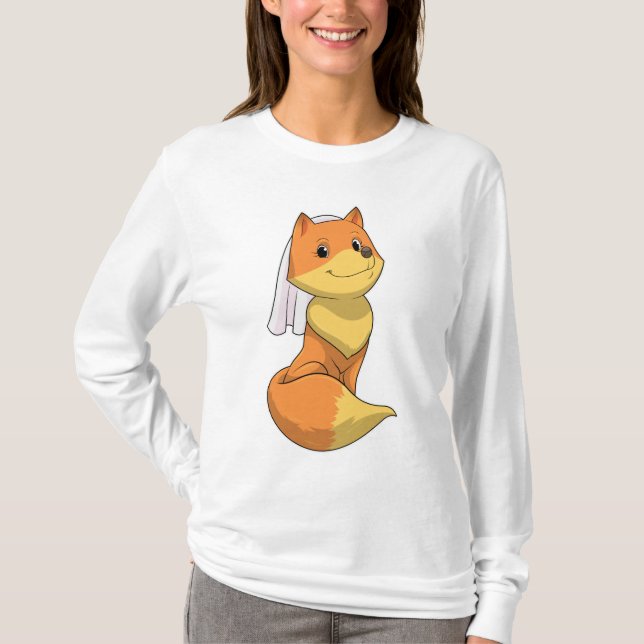 Fox as Bride with Veil T-Shirt (Front)