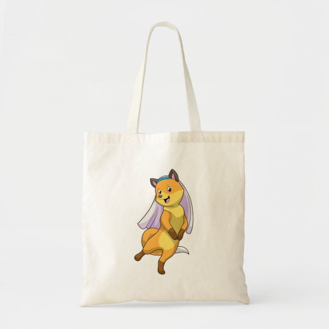 Fox as Bride with Veil Tote Bag (Front)