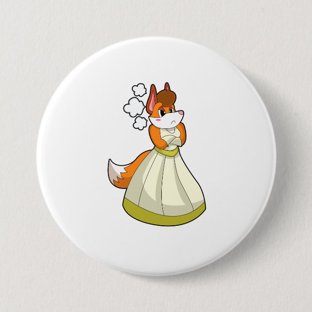 Fox as Bride with Wedding dress.PNG 7.5 Cm Round Badge (Front)