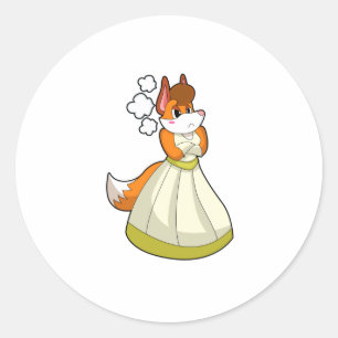 Fox as Bride with Wedding dress.PNG Classic Round Sticker