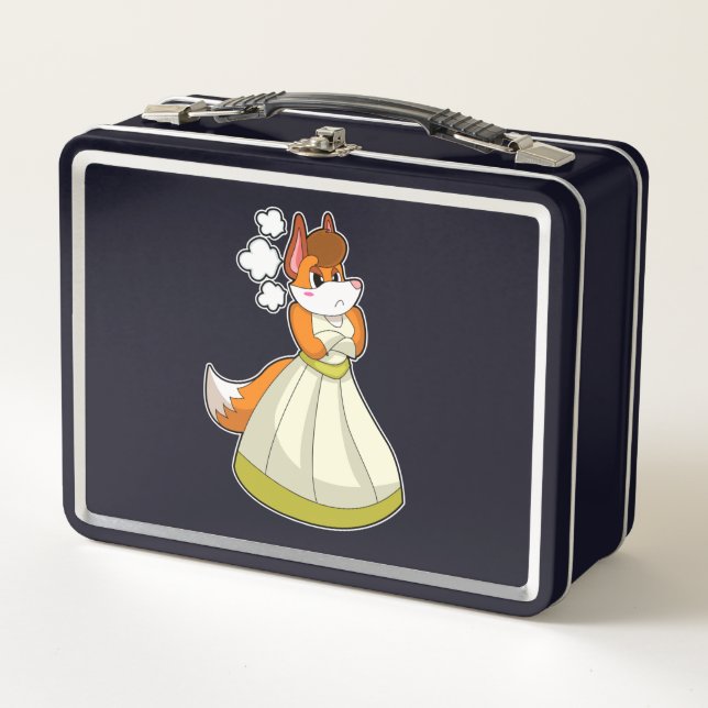 Fox as Bride with Wedding dress.PNG Metal Lunch Box (Front)