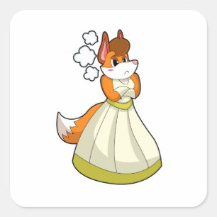 Fox as Bride with Wedding dress.PNG Square Sticker