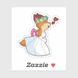 Fox as Bride with with Wedding dress & Flower wrea