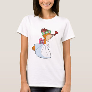 Fox as Bride with with Wedding dress & Flower wrea T-Shirt