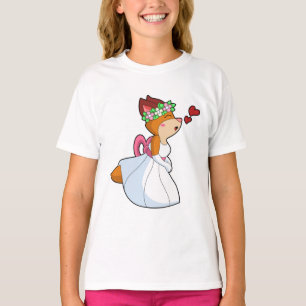 Fox as Bride with with Wedding dress & Flower wrea T-Shirt
