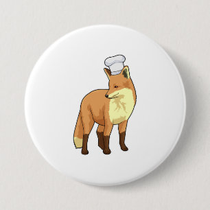 Fox as Cook with Chef hat 7.5 Cm Round Badge