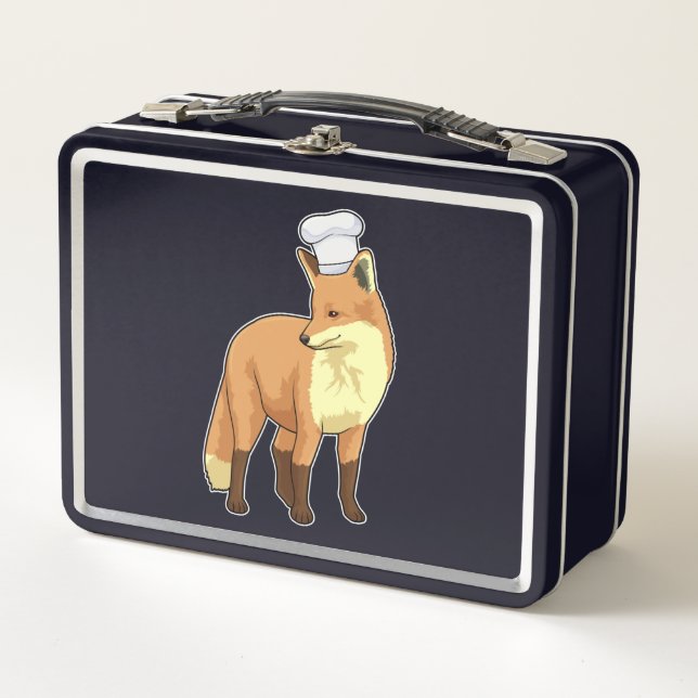 Fox as Cook with Chef hat Metal Lunch Box (Front)