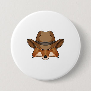 Fox as Cowboy with Hat 7.5 Cm Round Badge