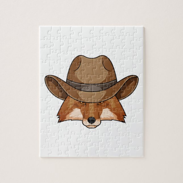 Fox as Cowboy with Hat Jigsaw Puzzle (Vertical)