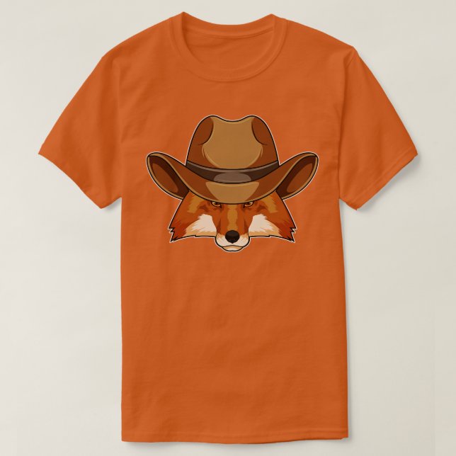 Fox As Cowboy With Hat  T-Shirt (Design Front)