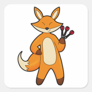 Fox as Dart player with Darts Square Sticker