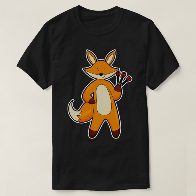 Fox as Dart player with Darts T-Shirt (Design Front)