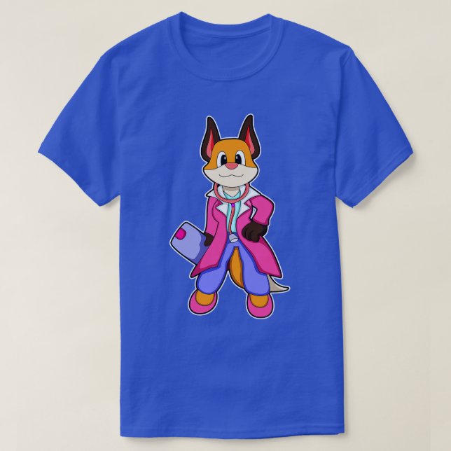 Fox as Doctor with Stethoscope T-Shirt (Design Front)