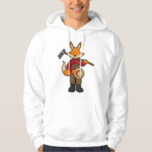 Fox as Farmer with Rake & Hat Hoodie
