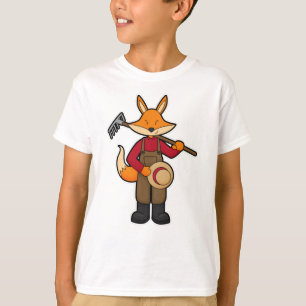Fox as Farmer with Rake & Hat T-Shirt