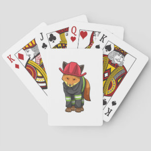 Fox as Firefighter with Helmet Playing Cards