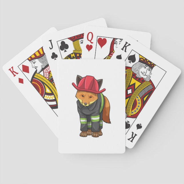 Fox as Firefighter with Helmet Playing Cards (Back)