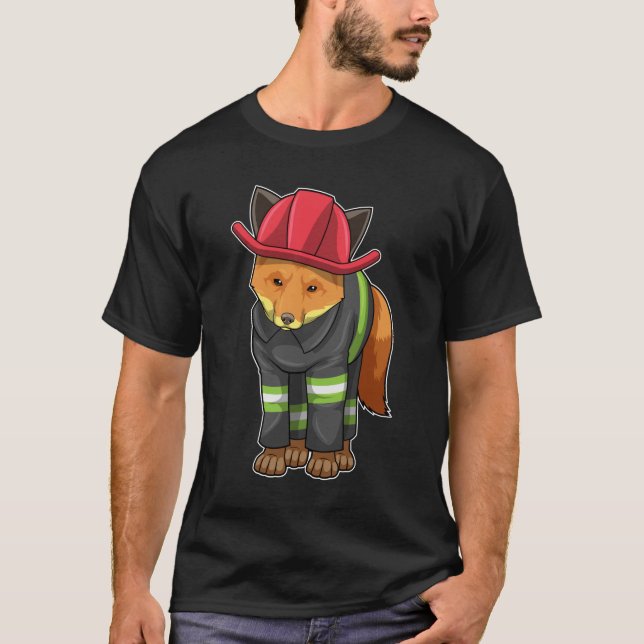 Fox as Firefighter with Helmet T-Shirt (Front)