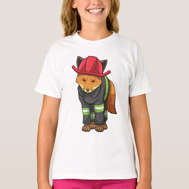 Fox as Firefighter with Helmet T-Shirt (Front)