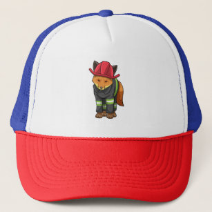 Fox as Firefighter with Helmet Trucker Hat