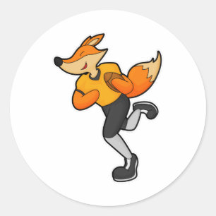 Fox as Football player with Football Classic Round Sticker