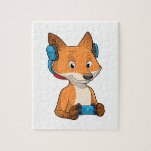 Fox as Gamer with Joystick Jigsaw Puzzle