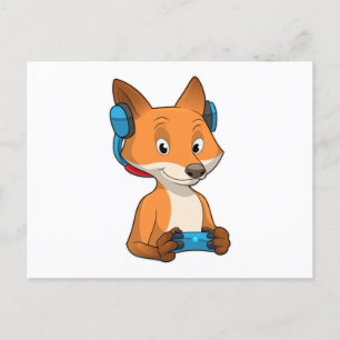 Fox as Gamer with Joystick Postcard