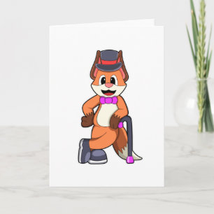Fox as Gentleman with Hat & Stick Card