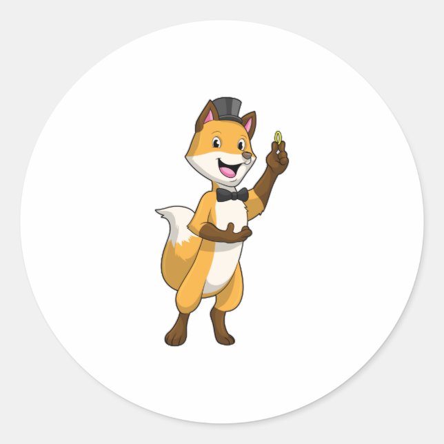 Fox as Groom with Wedding ring Classic Round Sticker (Front)