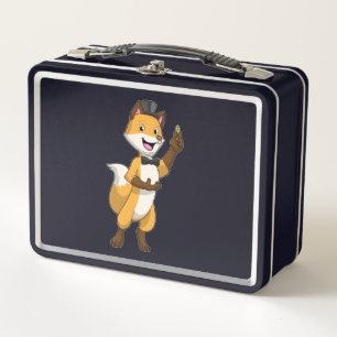Fox as Groom with Wedding ring Metal Lunch Box