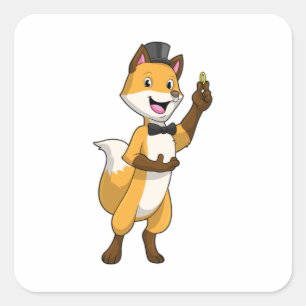 Fox as Groom with Wedding ring Square Sticker