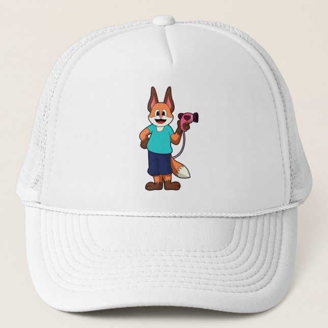 Fox as Hairdresser with Hairdryer Trucker Hat (Front)